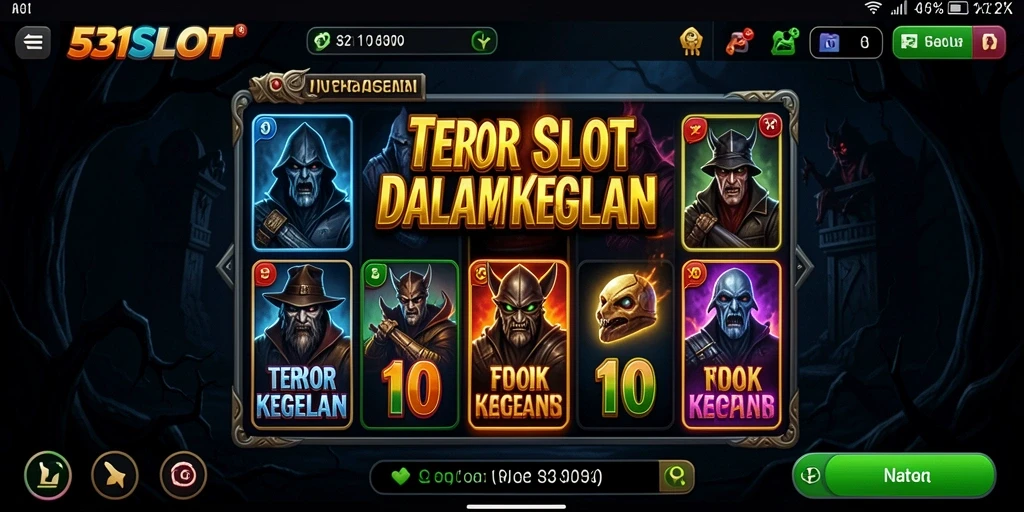Screenshot gameplay 531SLOT menampilkan suasana horor yang mencekam.