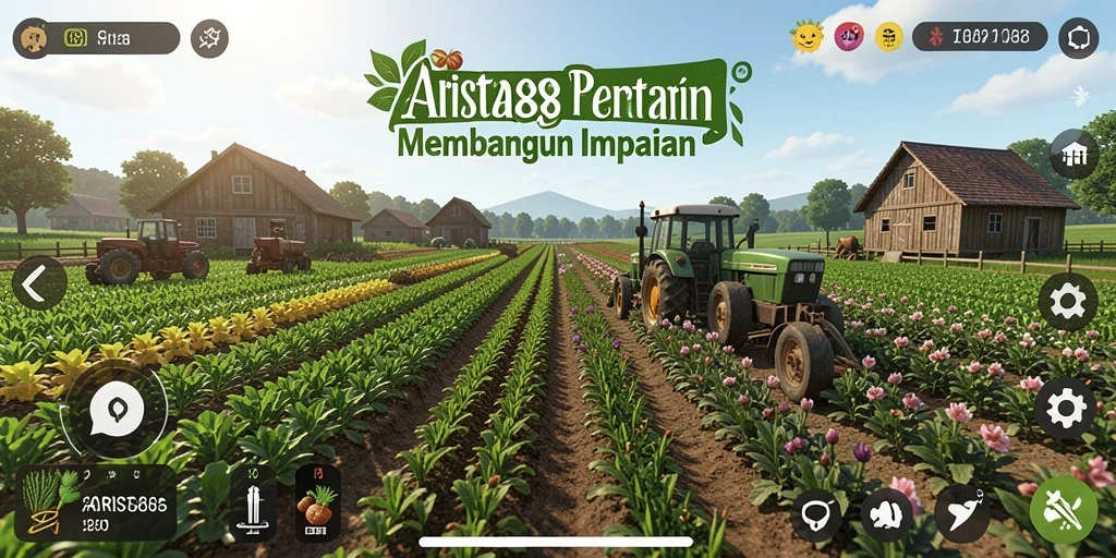 Tangkapan layar gameplay ARISTA88 yang menunjukkan aktivitas bertani yang menyenangkan.