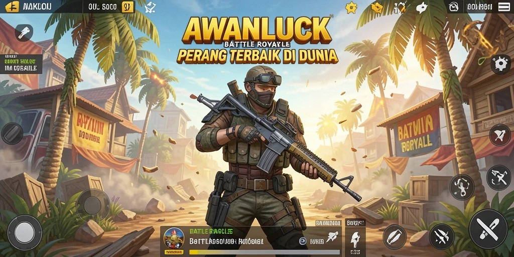 Gameplay seru dan mengasyikkan dalam AWANLUCK Battle Royale.