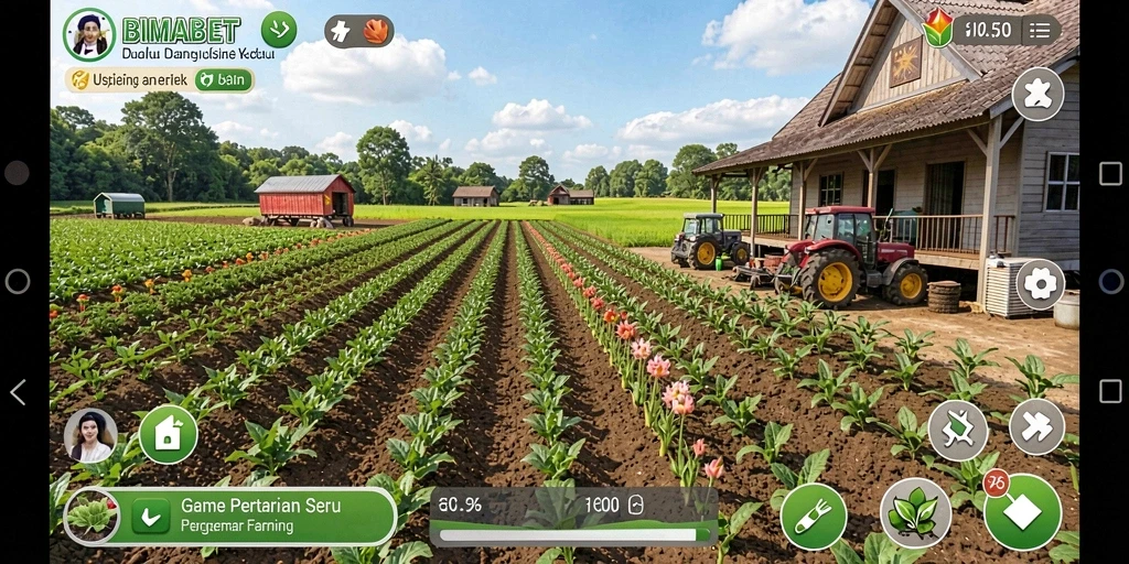 Tampilan gameplay BIMABET yang menampilkan aktivitas berkebun.