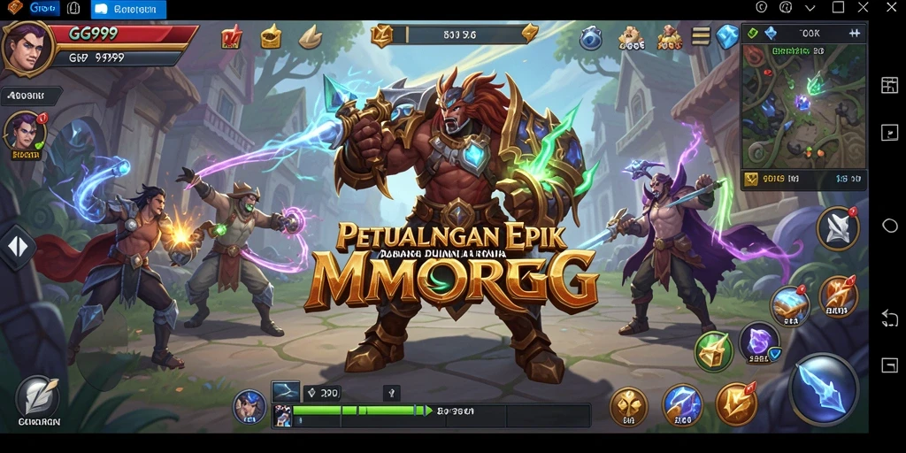 Tangkapan layar menampilkan pertempuran epik dalam dunia MMORPG GG999.