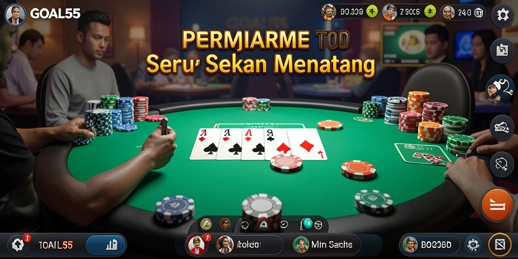 Tampilan utama gameplay GOAL55 dengan suasana poker yang seru.