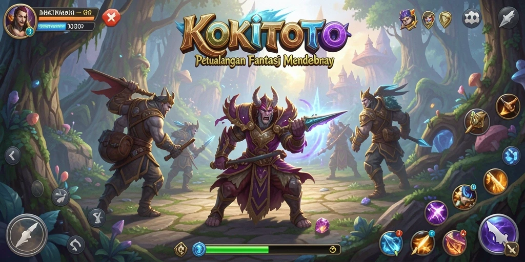 Tangkapan layar KOKITOTO menampilkan aksi seru dalam pertempuran RPG.