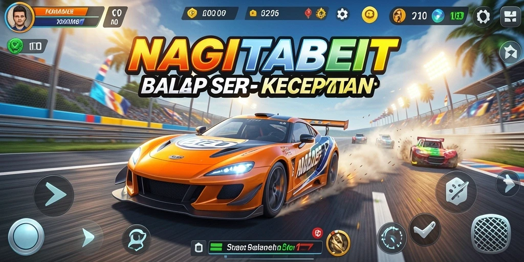 Tampilan utama gameplay NAGITABET yang menampilkan balapan mendebarkan.