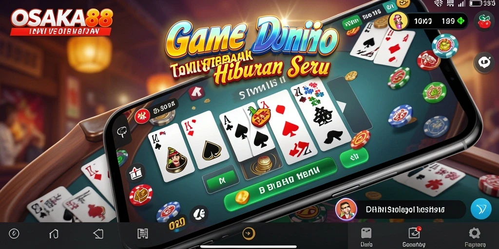Tampilan antarmuka permainan Domino yang menarik dan dinamis.