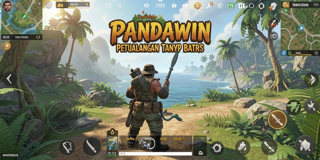 Tampilan gameplay PANDAWIN yang menakjubkan dalam dunia terbuka.