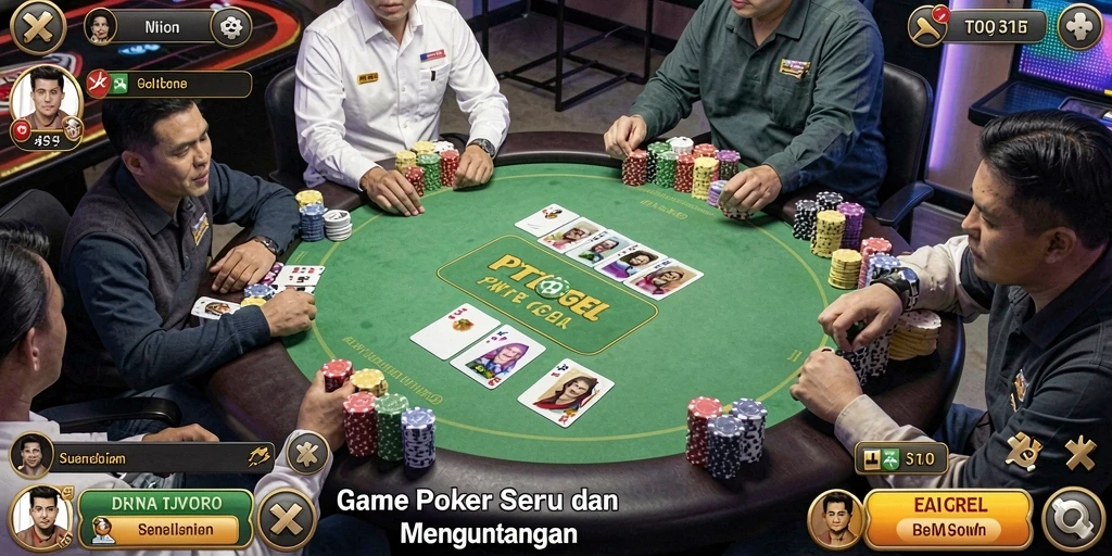 Tampilan gameplay Poker seru di PTTOGEL yang menantang.