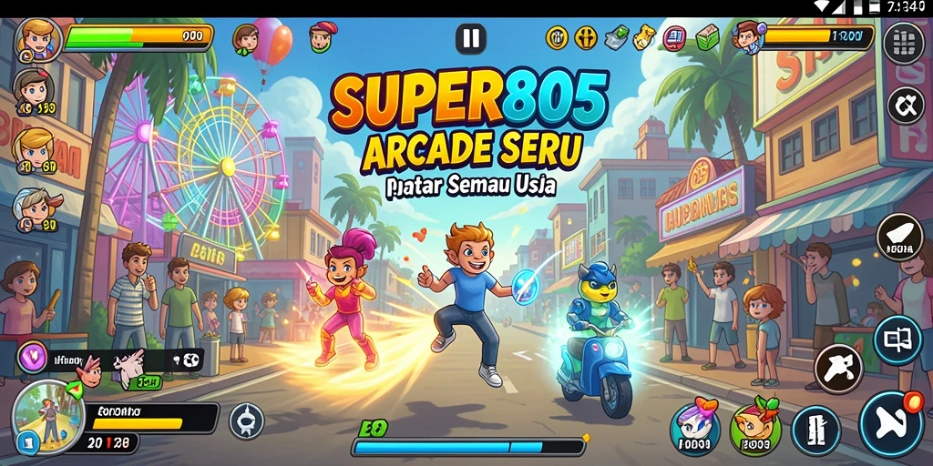 Tampilan warna-warni dan gameplay seru di SUPER805.