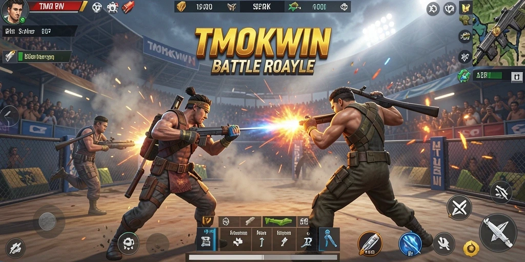 Gameplay seru dalam TMOKWIN dengan pertarungan intens.