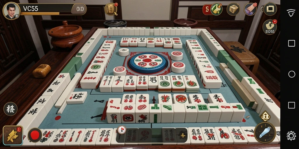 Tampilan gameplay VC55 dengan grafik Mahjong yang memukau.